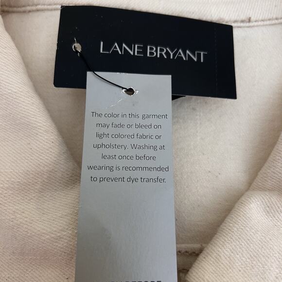NWT Lane Bryant Women’s Ivory Jean Jacket Snap Closure Bomber Biker Plus Size 28 - Picture 14 of 15
